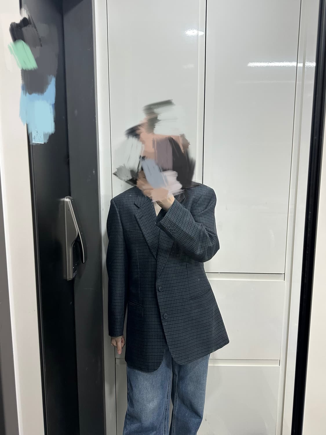 빈티지 체크 울100 자켓  상품이미지1