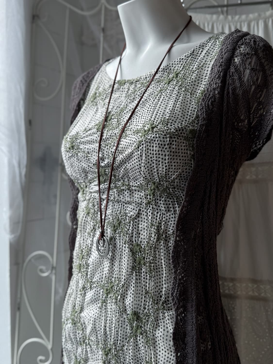 Embroidered Dot Seersucker Dress 0378 상품이미지8