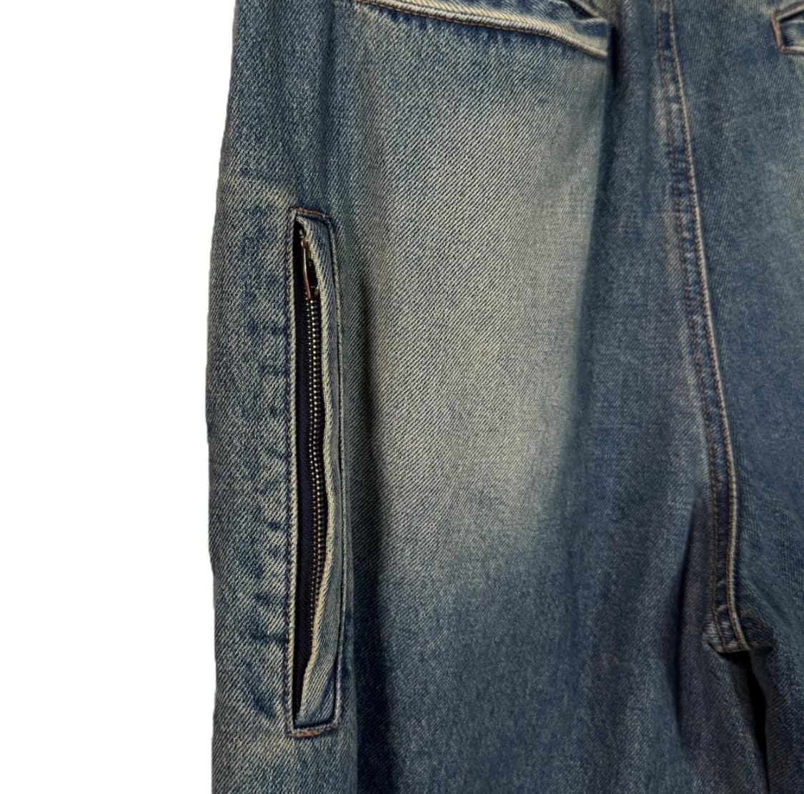 [44] 준지 남성 포켓 후라쉬 워싱 카고 데님 팬츠 블루 상품이미지5