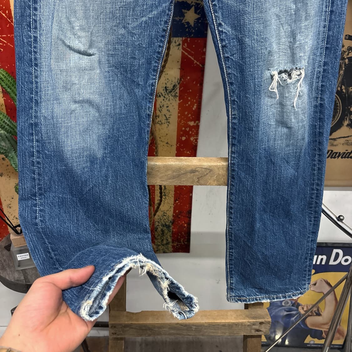 00s 리바이스 501 빈티지 페이딩 데미지 데님팬츠 N587 상품이미지4