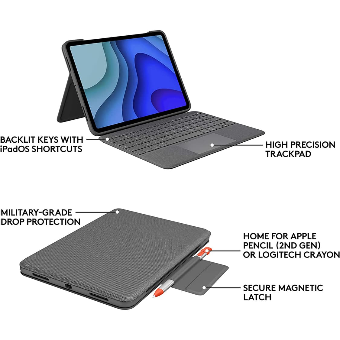 로지텍 폴리오 터치 아이패드 프로 11 1 2 3 4세대 키보드 케이스/ 상품이미지6