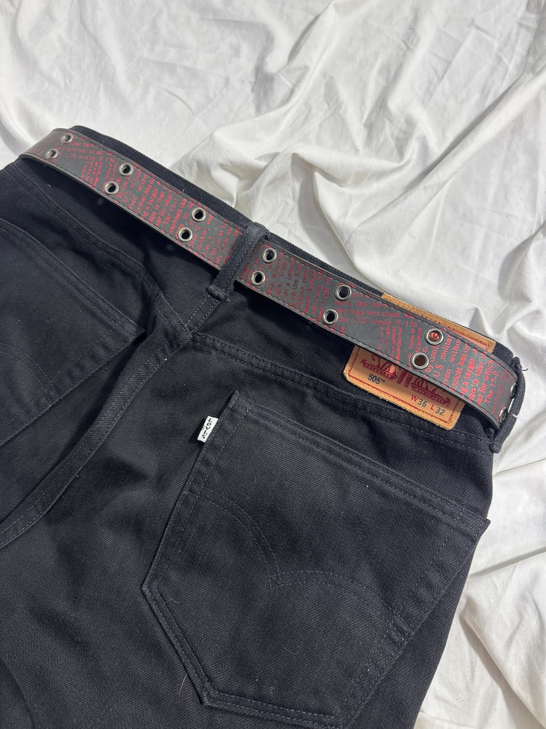 빈티지 밀리터리 텍스트 레더 벨트 상품이미지2