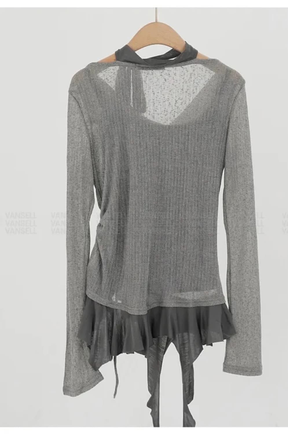 레이어드 카키 그레이 니트 상품이미지2