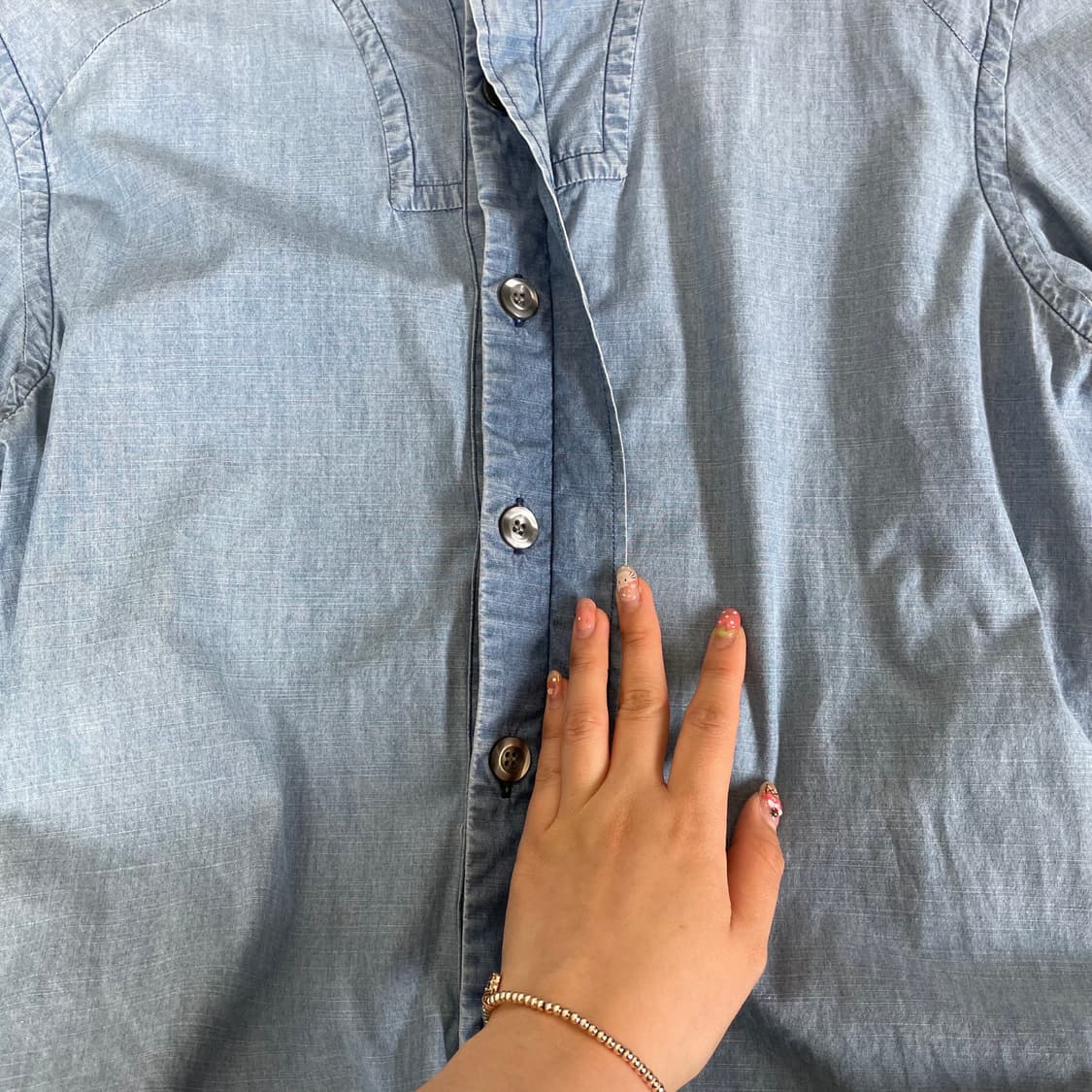 엠프리오 아르마니 하이넥 히든단추 데님 셔츠 상품이미지4