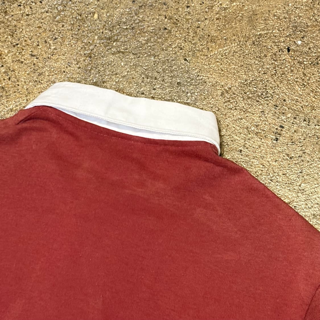 90s Made in USA 빈티지 헤비코튼 스트라이프 배색 럭비티 상품이미지9