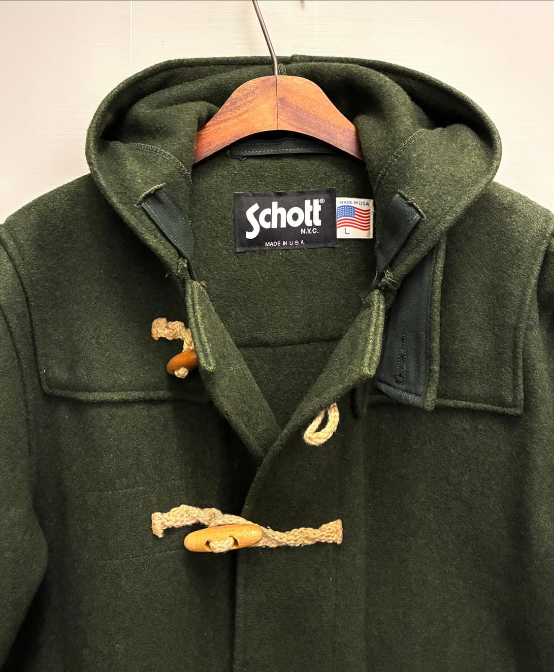 (L/105)Schott USA 쇼트 울 더플코트 떡볶이코트 올리브그린 상품이미지5