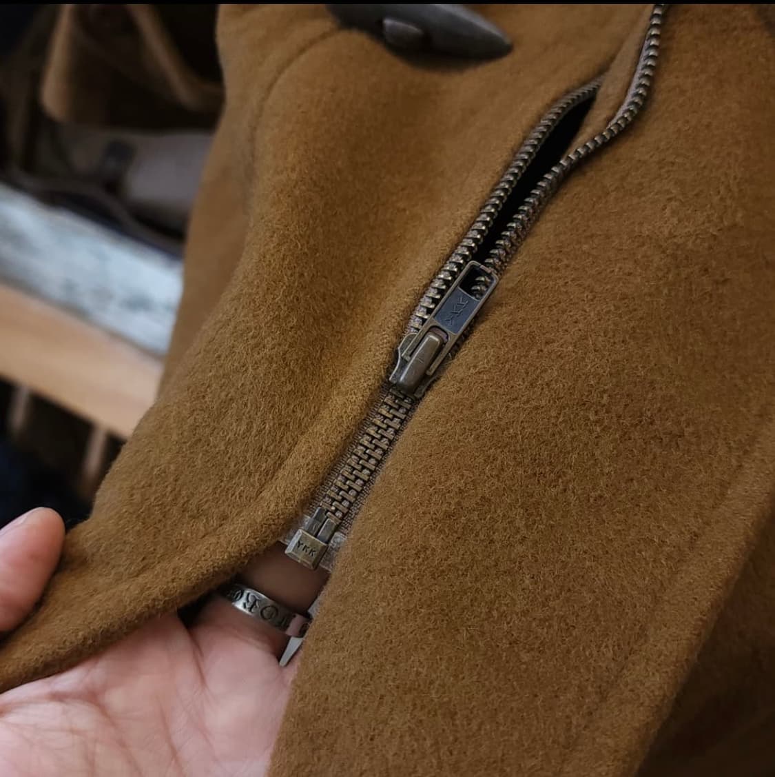 90s 프렌치 울 빈티지 더플 코트 브라운 XL 상품이미지7