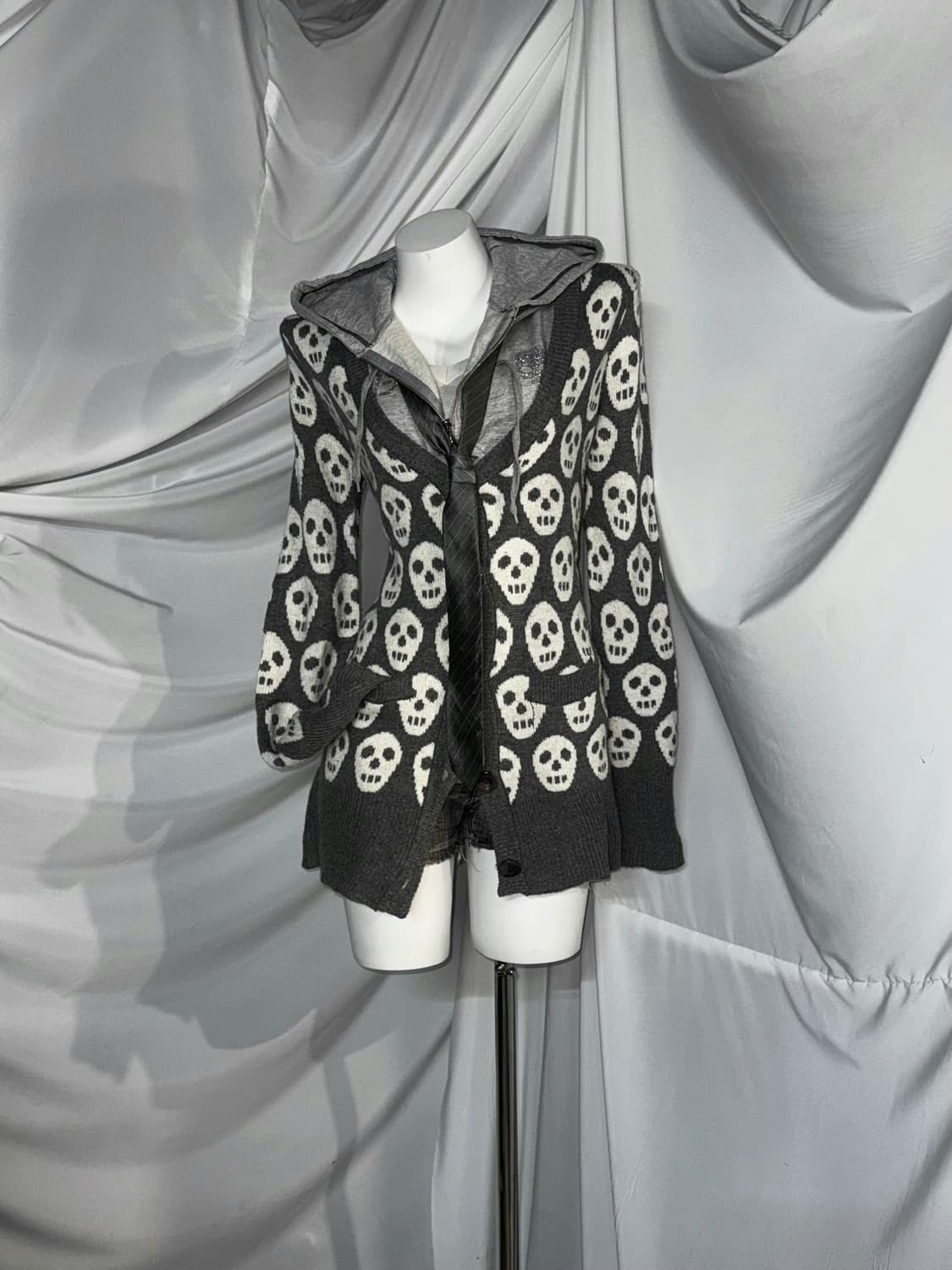 무채색 데일리 해골 펑크 키치 와투케 코디세트  상품이미지9