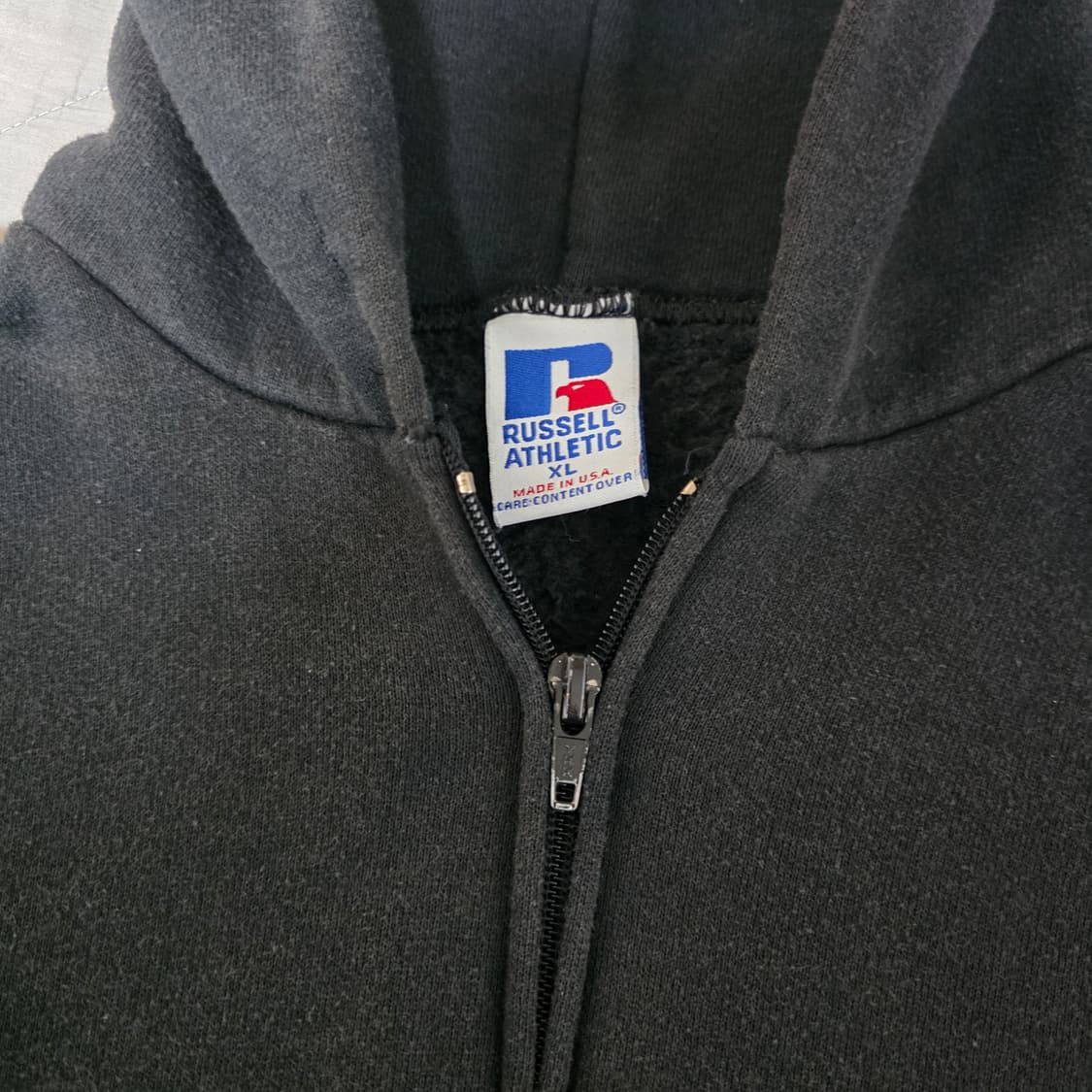 [XL] 90s 빈티지 러셀 애슬레틱 후드집업 블랙 ver.크레이지페이딩 상품이미지5