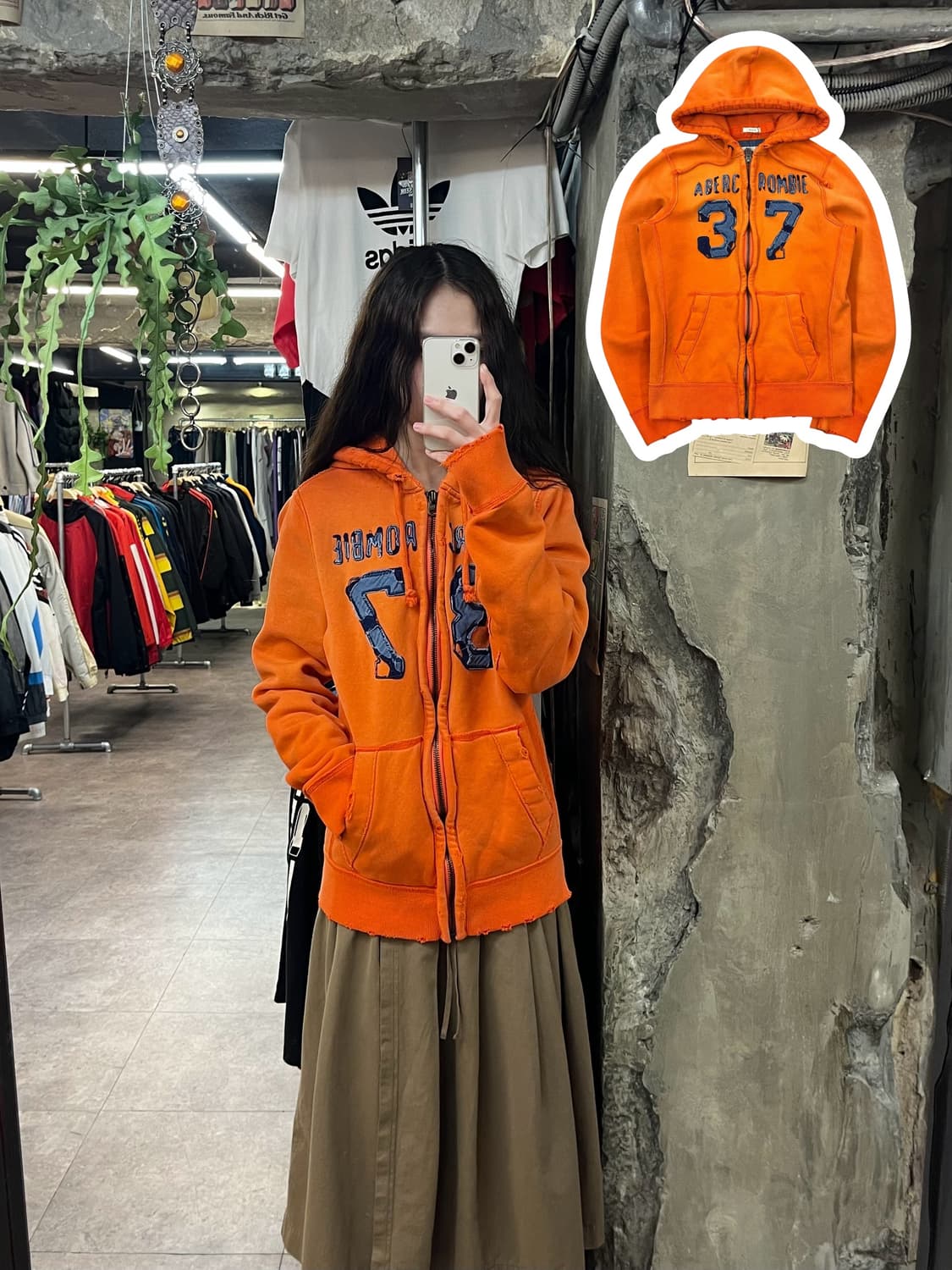 아베크롬비 후드집업 오렌지 M #csz1858 상품이미지1