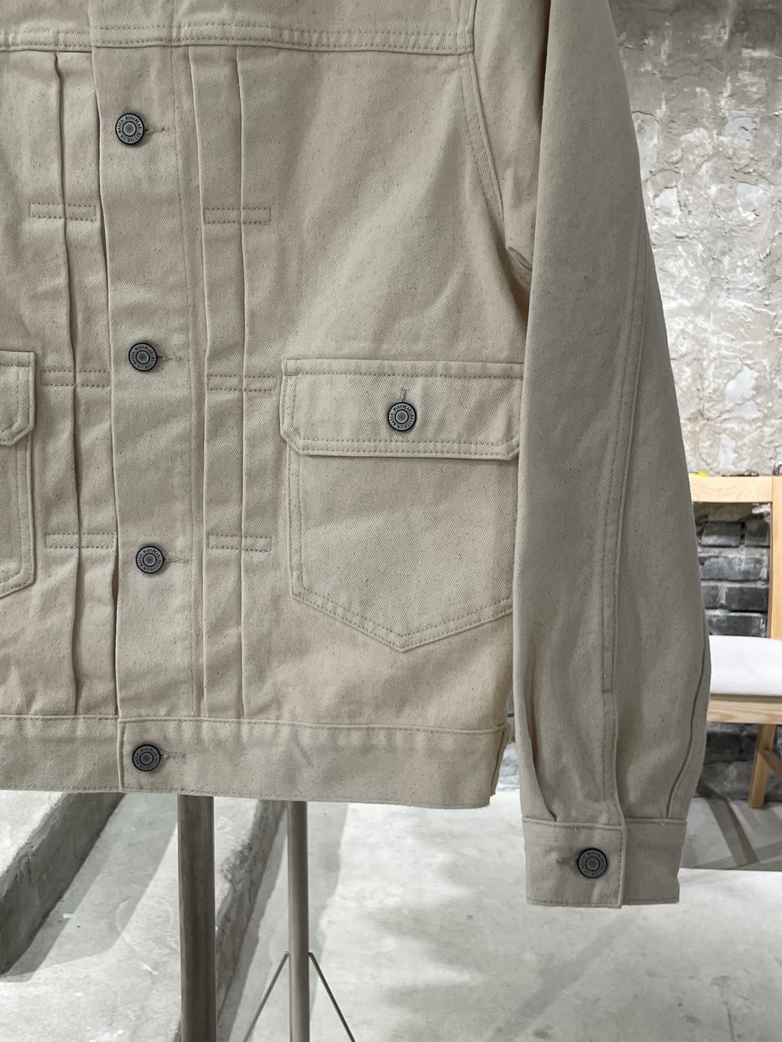 메이든 크림 레트로 타입 데님 자켓 상품이미지5