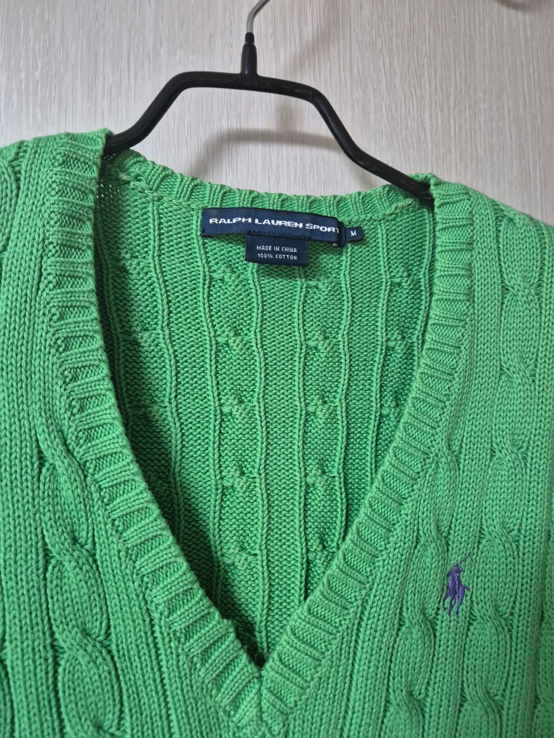 폴로 랄프로렌 케이블 니트  꽈배기니트 브이넥 M 상품이미지3