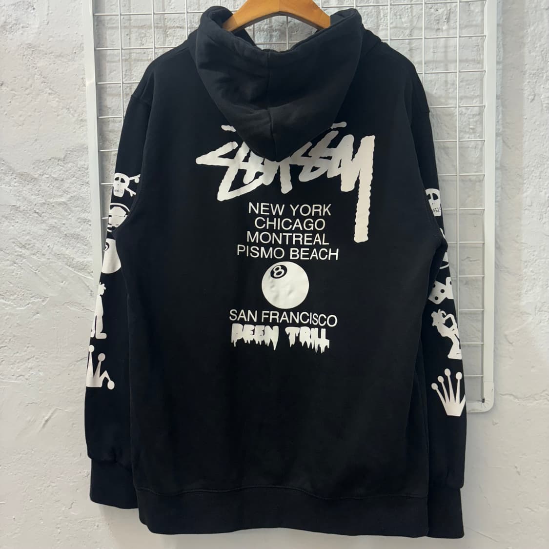 스투시 X BEEN TRILL 8볼 월드투어 블랙 후드티 M 상품이미지1