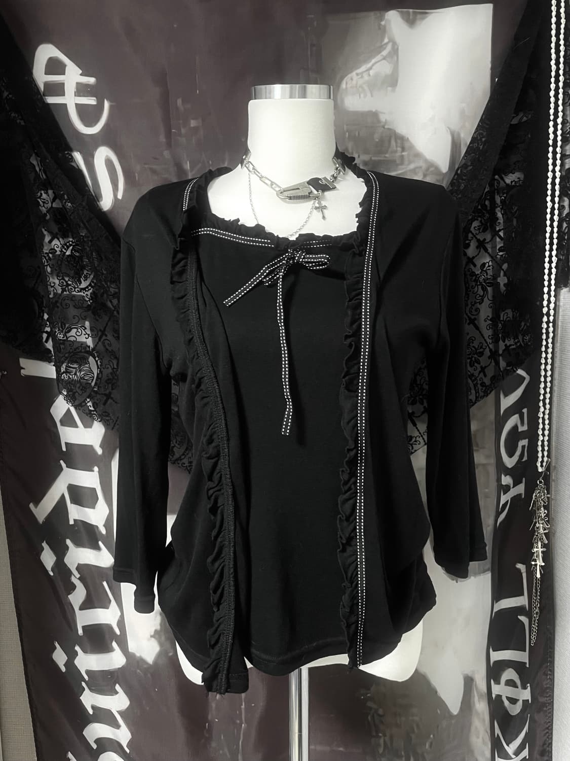 Jpn gothic top 가디건 셋업 고스페어리로걀오네갸루스즈코니혼진 상품이미지1