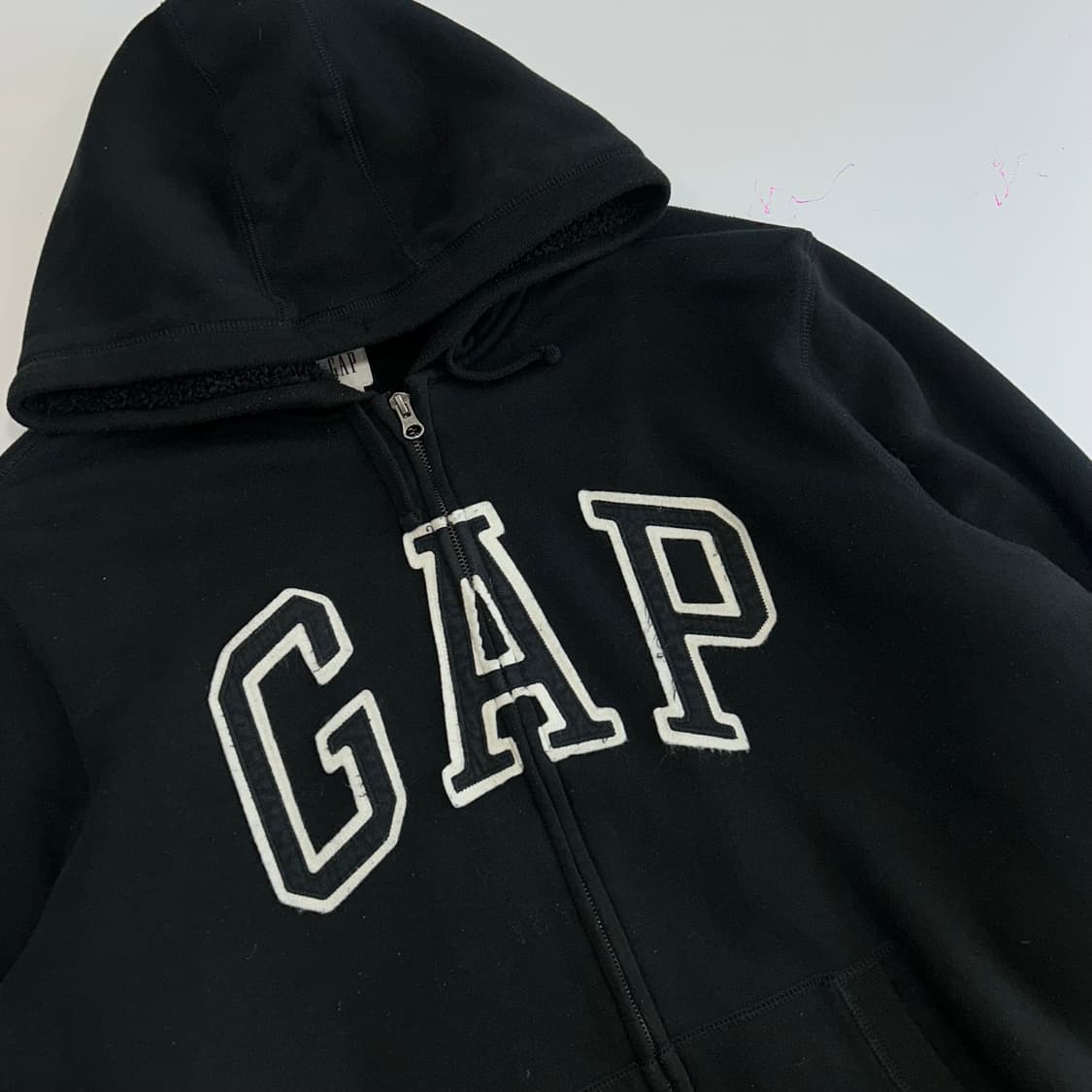 Gap 갭 블랙 퍼 안감 후드집업  상품이미지4