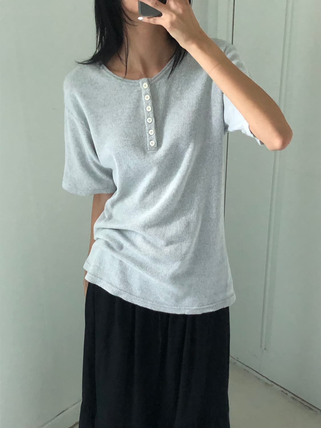 일본빈티지 단추 반팔티 상품이미지3