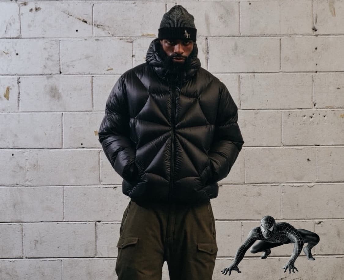 FETCH 25FW 스파이더웹 🕸️ 무늬 방수 구스다운 푸퍼패딩  블랙 상품이미지1