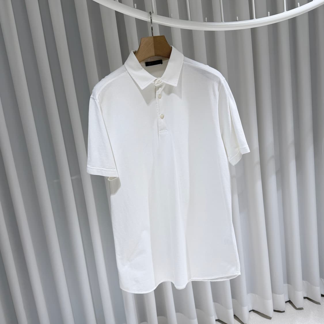 (A+/L) / 로로피아나 폴로 카라넥 코튼 반팔 티셔츠 화이트 상품이미지3
