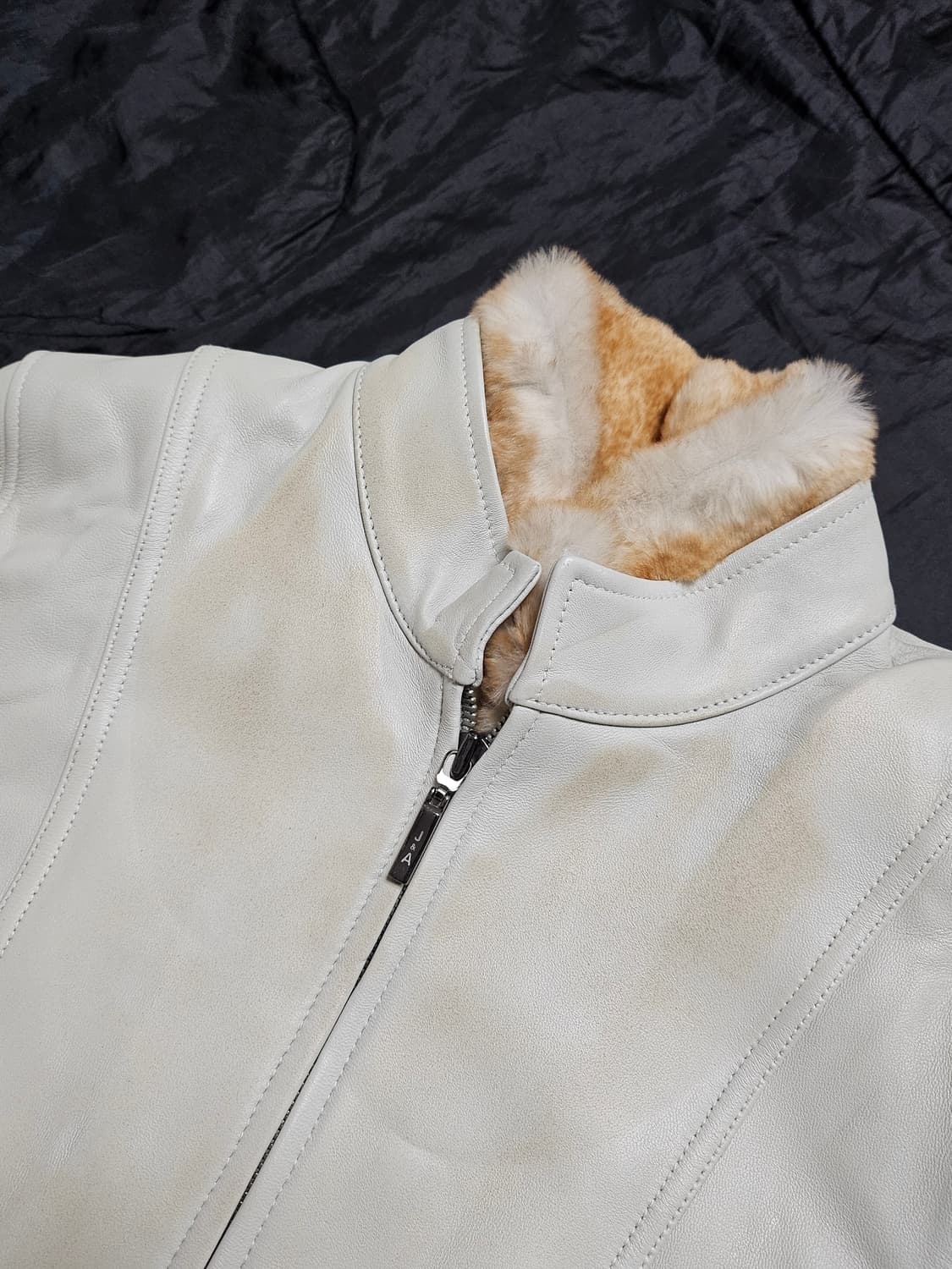 Leather 아이보리 양가죽 레더 자켓 상품이미지4