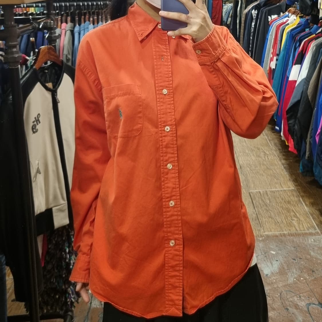 [Hi] 폴로 긴팔 셔츠 오렌지 상품이미지3