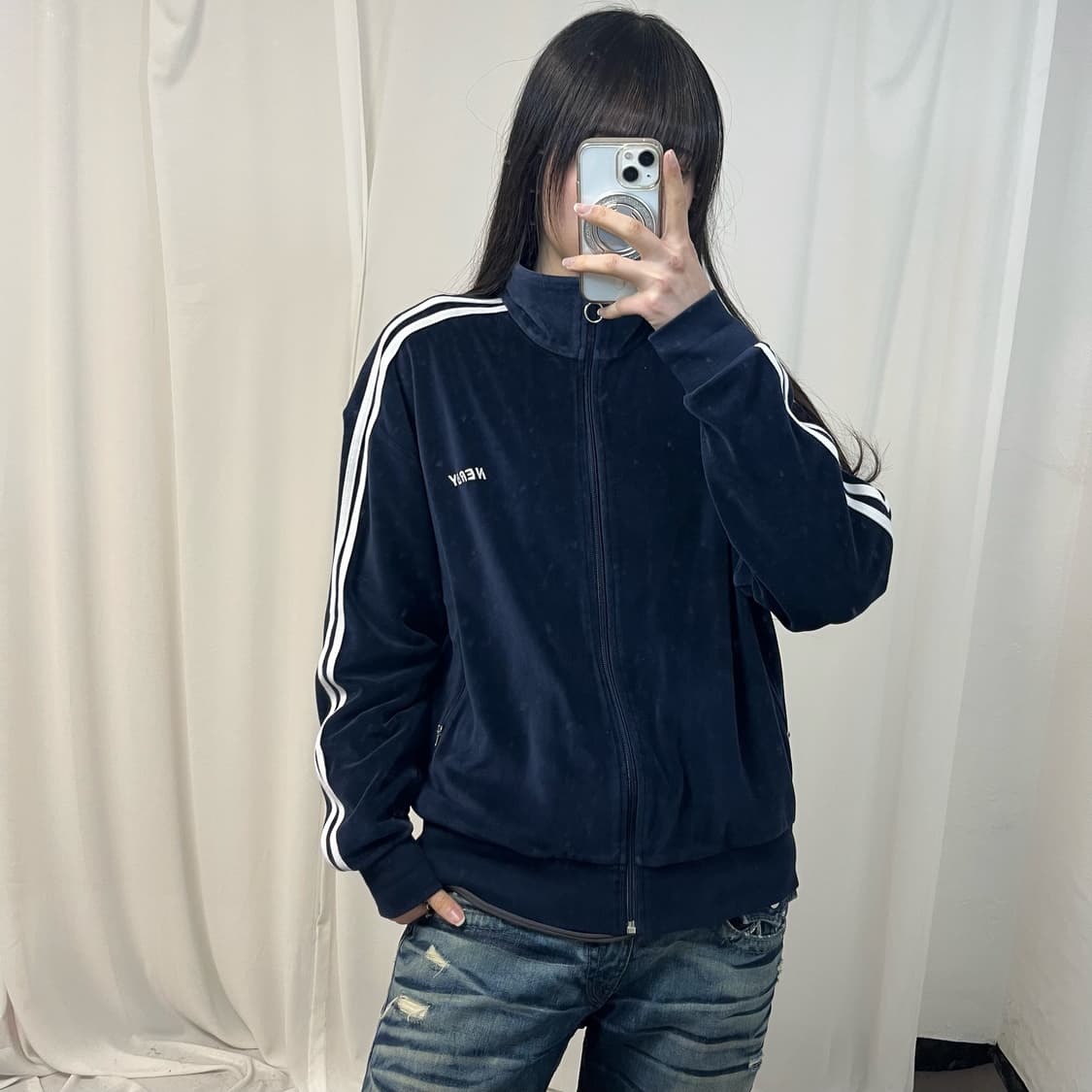 NERDY navy velvet jersey 상품이미지1