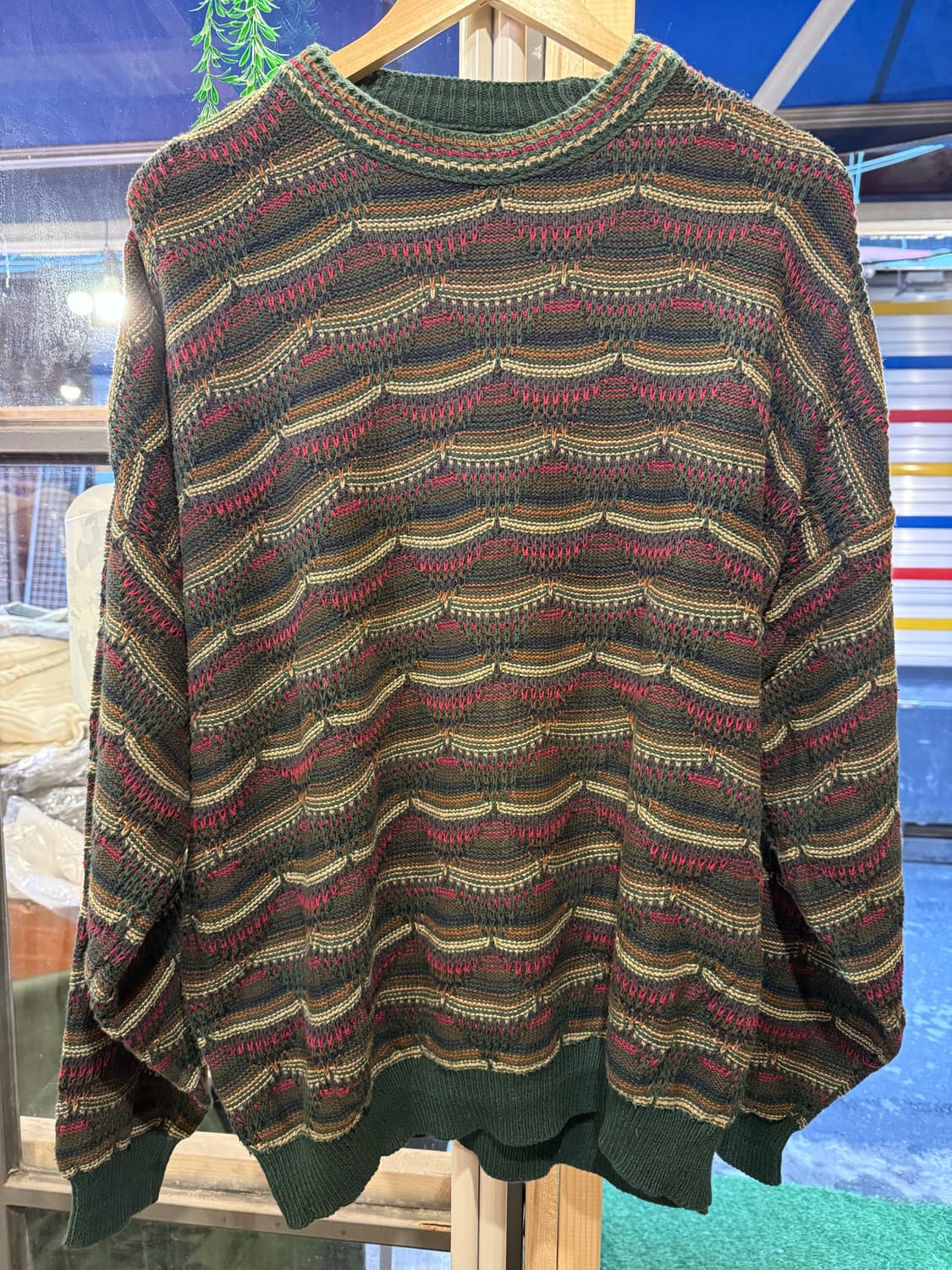 빈티지 그린 스트라이프 니트 상품이미지1