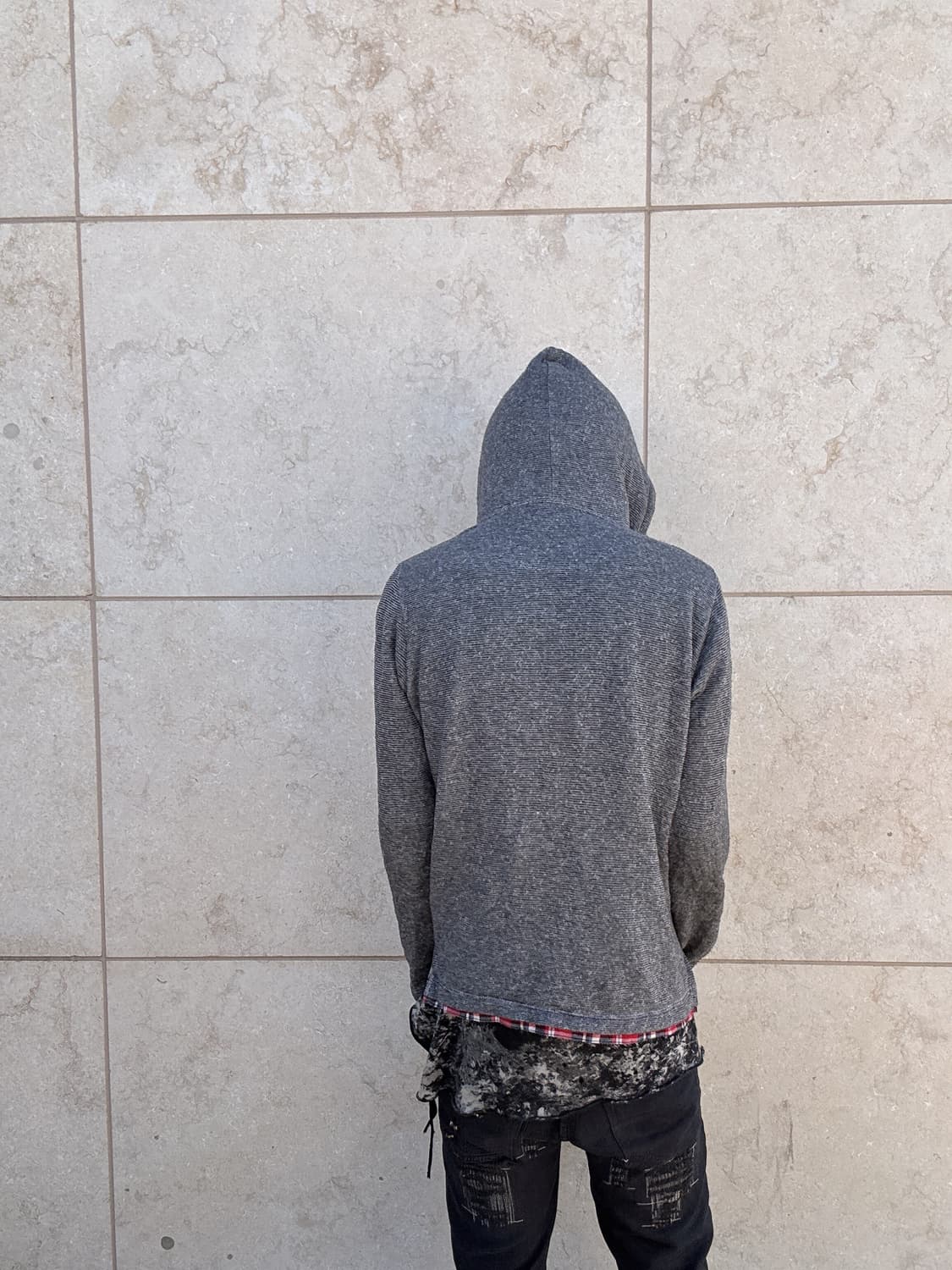 y2k Print Check Layered Hoodie Sleeve 상품이미지3