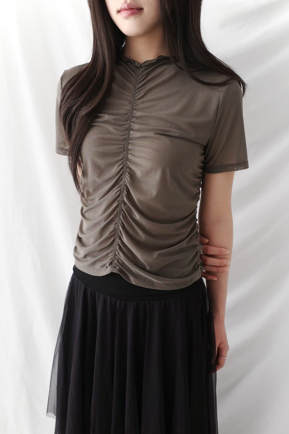 shirring see-through half T  상품이미지3