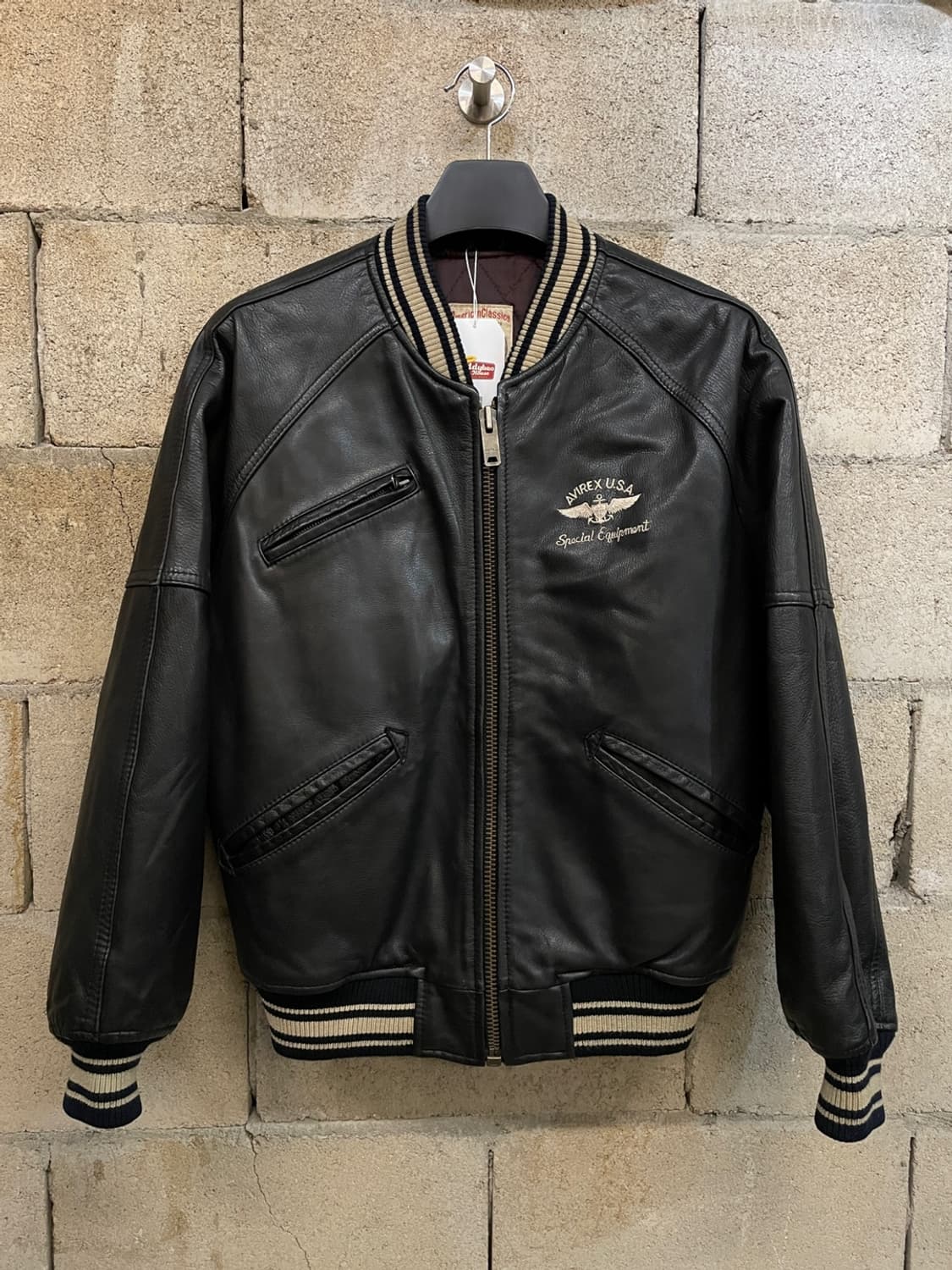 90s 아비렉스 레더 바시티 자켓  상품이미지3