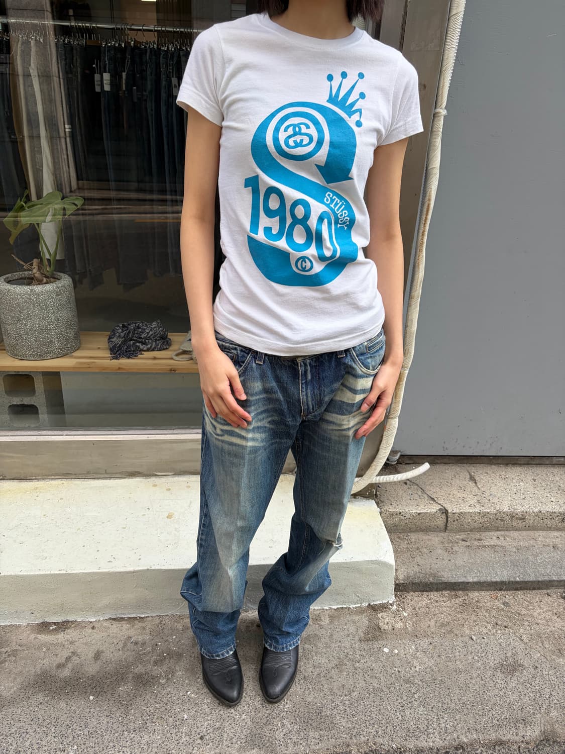 Stussy girls 1980 크라운 로고 반팔 티셔츠 상품이미지2