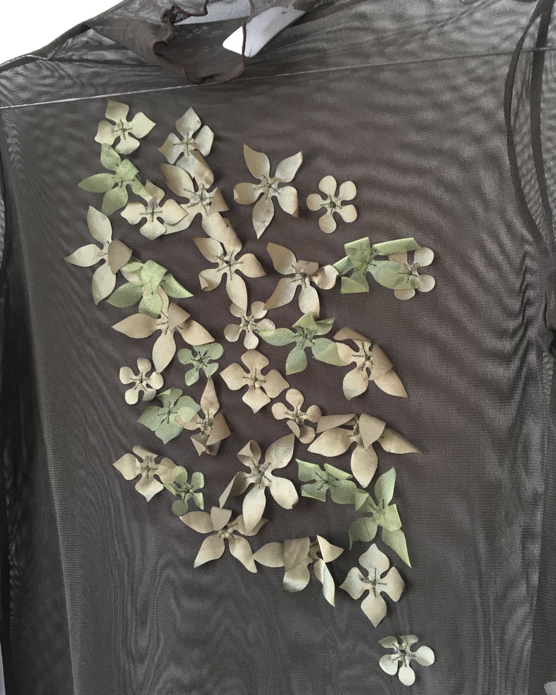 Corsage point high neck mesh sleeve 상품이미지5