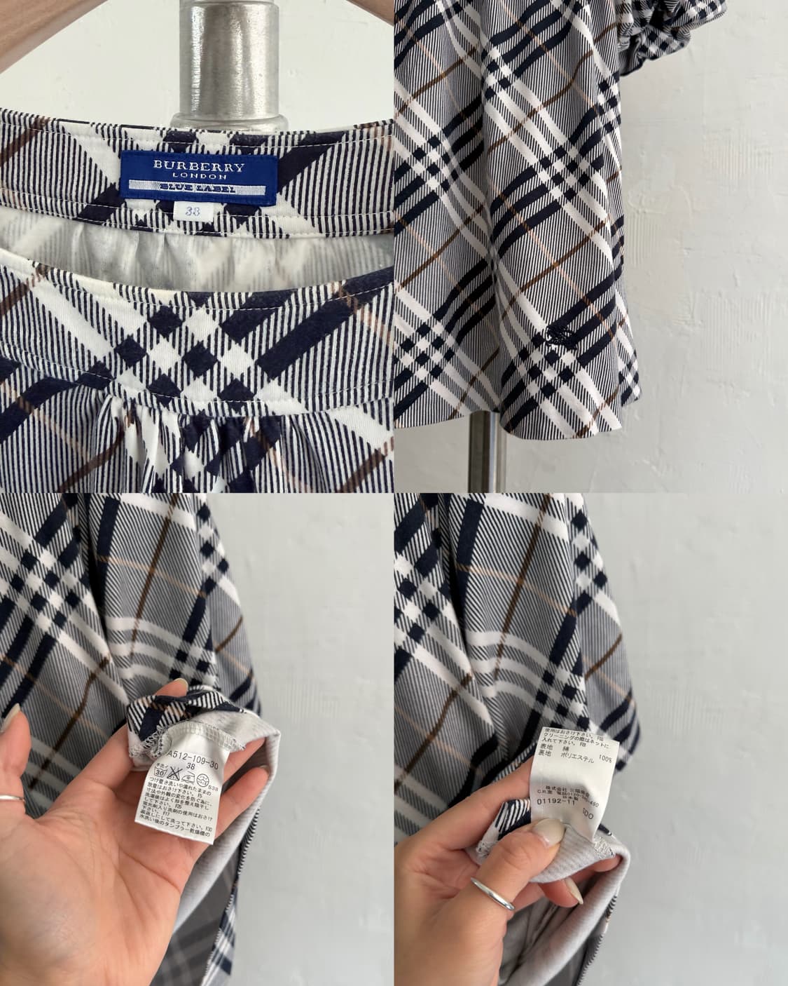 Burberry 버버리 블루라벨 블루 체크 반팔 퍼프 블라우스 상품이미지9