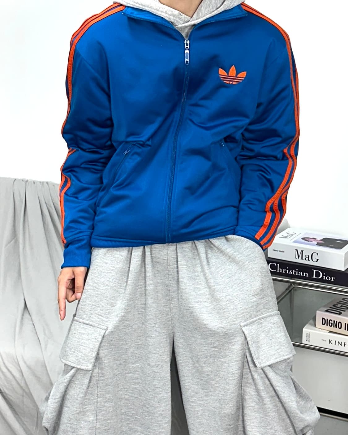 아디다스 블루 오렌지 파이어버드 트랙탑 져지 S 상품이미지2