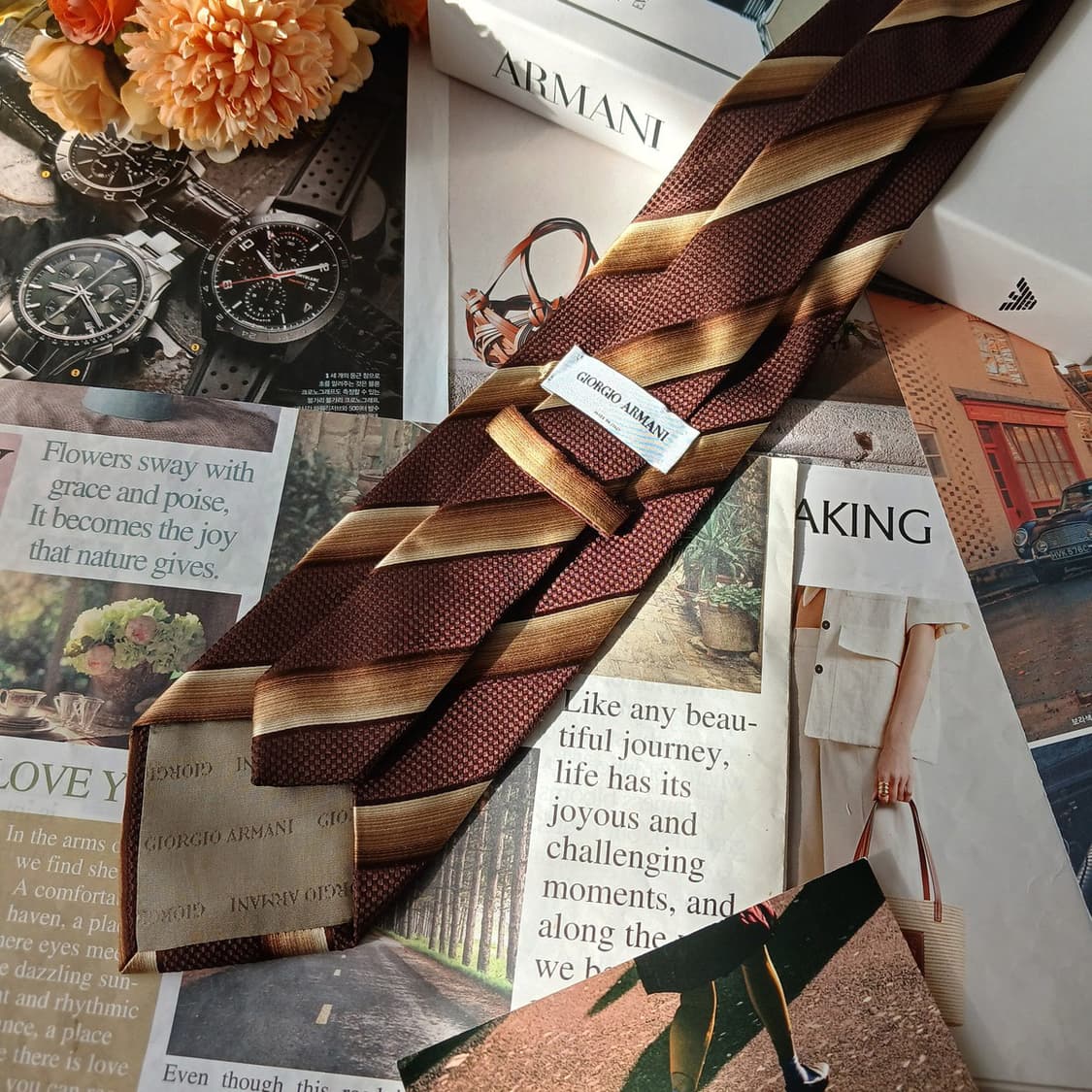 조르지오아르마니 실크 스트라이프 넥타이 9.6cm A~B등급 A19419 상품이미지5