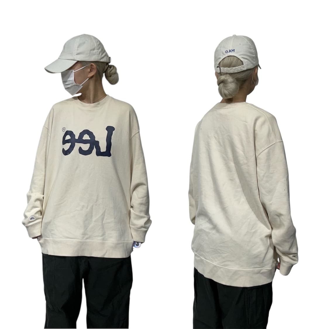 리 아이보리 빅 로고 오버핏 맨투맨 XL 상품이미지1