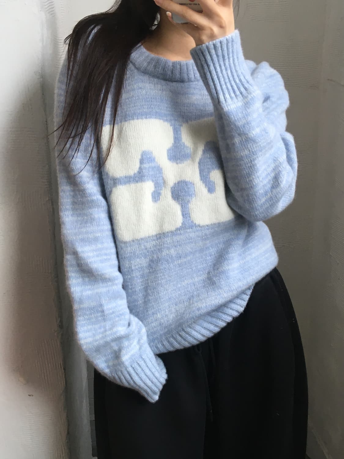 Ganni 가니 그래픽 아이스컬러 로고 니트 상품이미지1