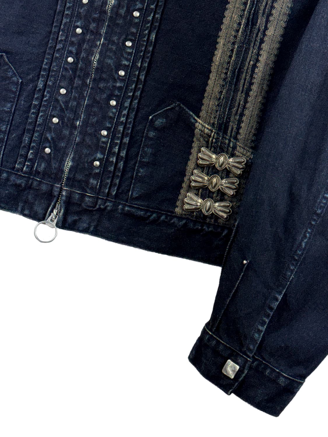 캐피탈 12온즈 야가수리 자카드 데님 치마요 드리즐러 자켓 인디고 상품이미지4