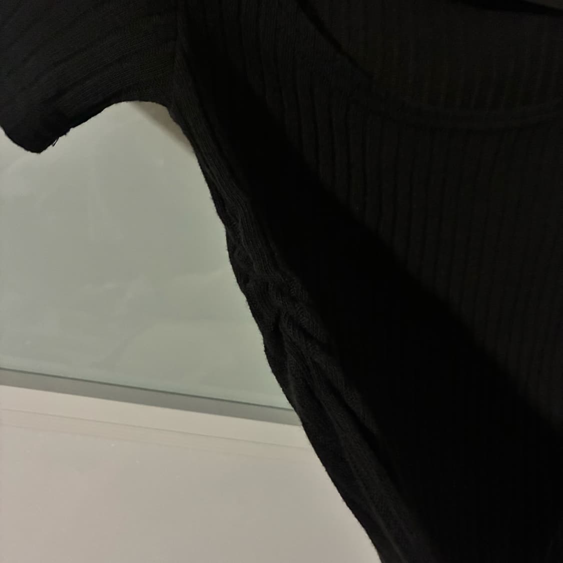 See-through black shirring T 상품이미지2