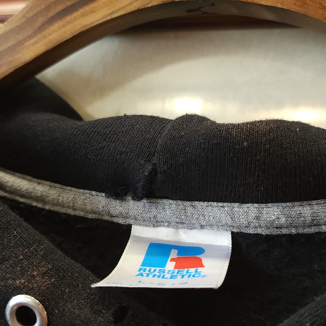 90s 러셀 후드 빈티지 스웻셔츠 러셀 썬페이딩 블랙 앨러배마 L 상품이미지9