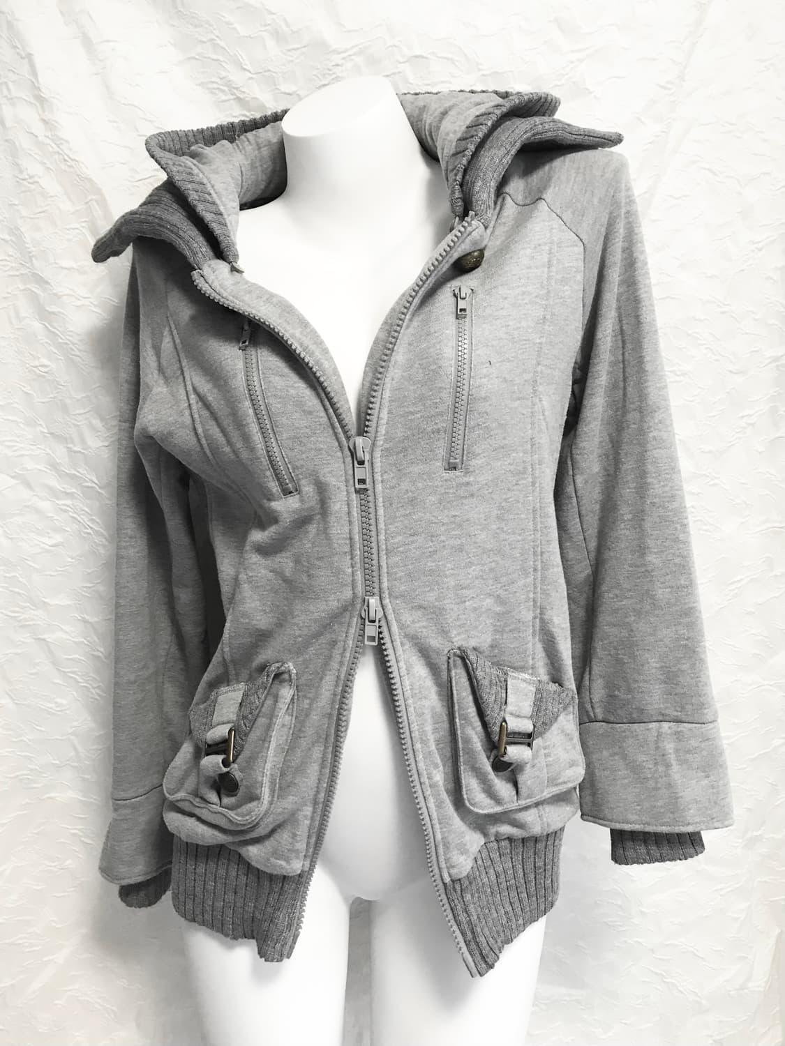 빈티지 chuxxx 펑크 y2k 하이넥 골지 투웨이 후드 집업 상품이미지4