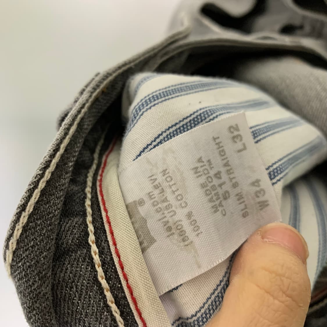 리바이스 514 슬림 스트레이트 그레이 워싱 데님팬츠 청바지 36인치 상품이미지9