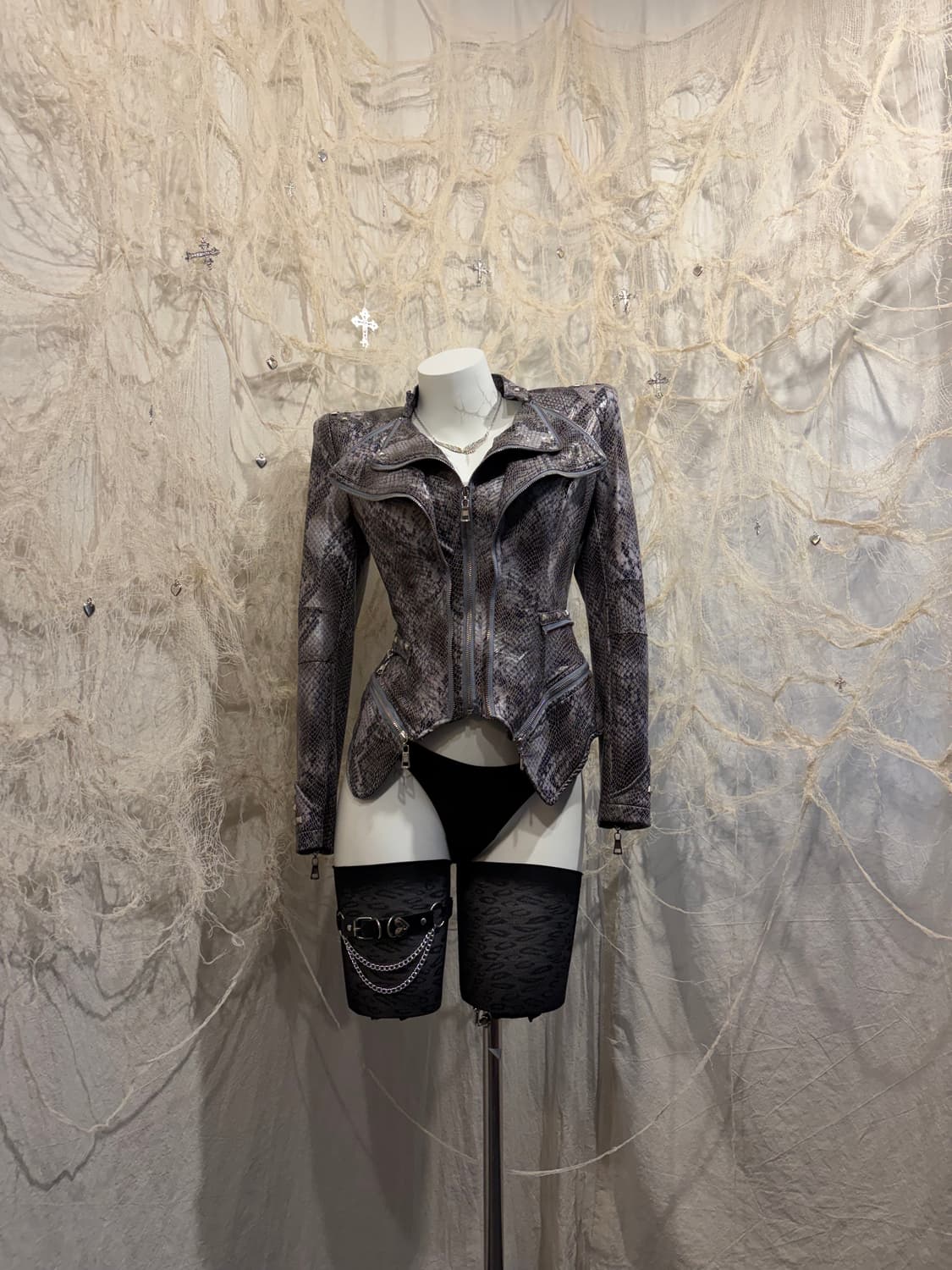 V-kei shalang phyton stud Rider jacket 상품이미지1