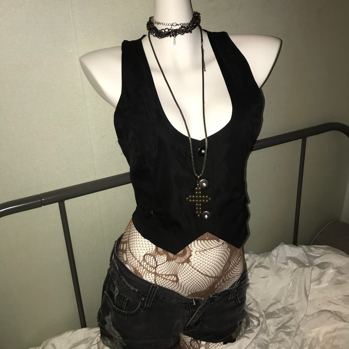 Vintage 갸루 고스펑크 Y2k Vest 상품이미지1