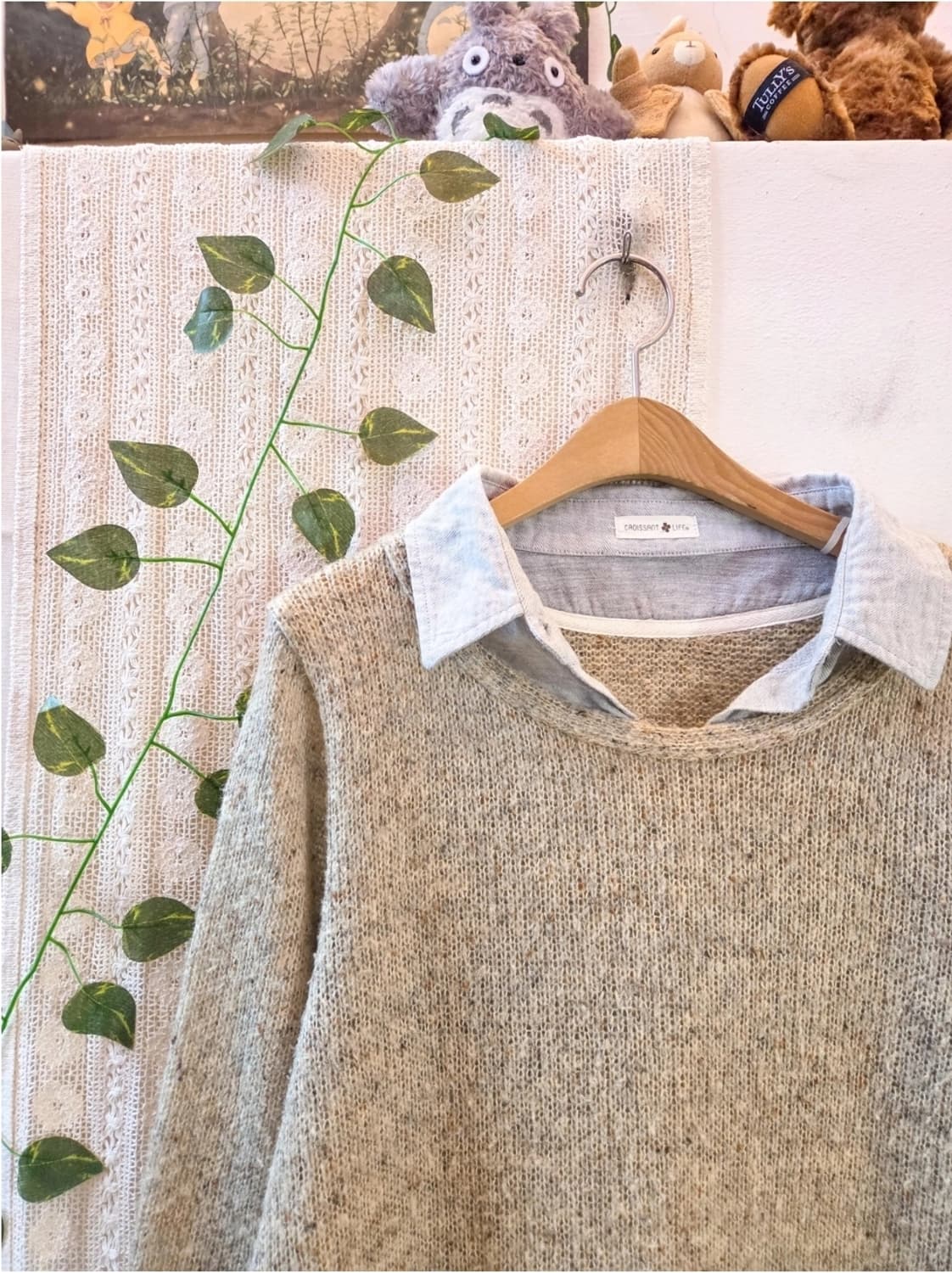 빈티지 셔츠 레이어드 니트 상품이미지2