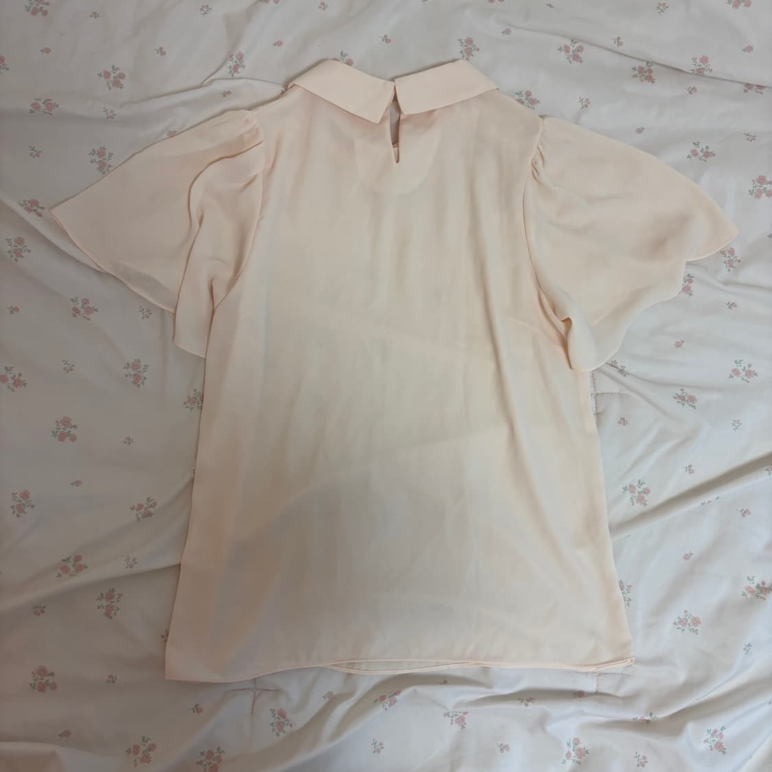 파스텔 피치 핑크 레이스 카라 블라우스 상품이미지2