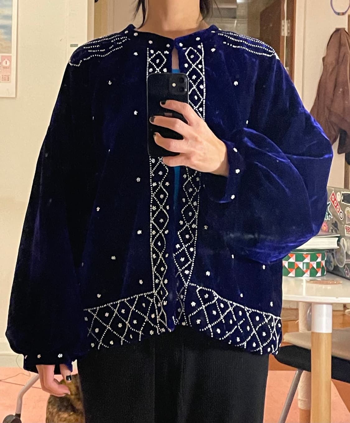 빈티지 벨벳 비즈 가디건 상품이미지10