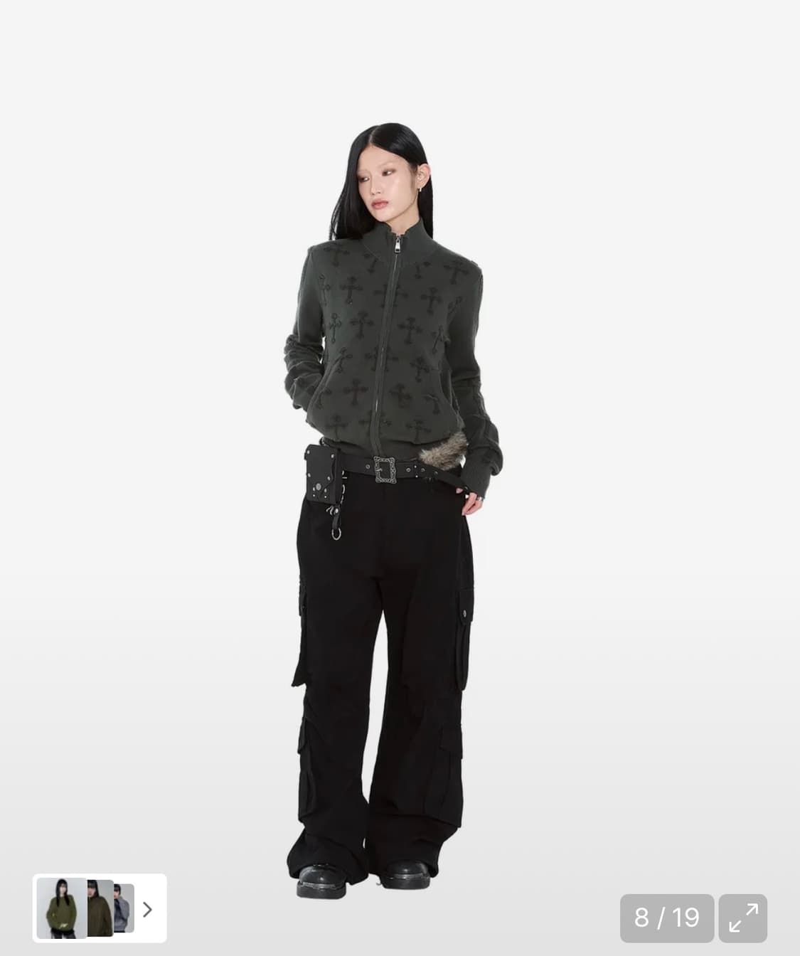 Cross Boucle Knit Zip-Up (Khaki)2 상품이미지3