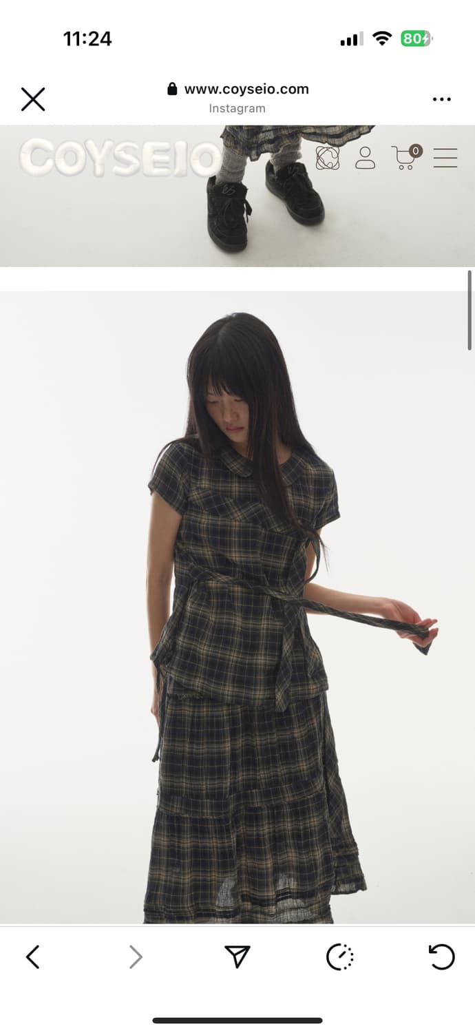 코이세이오 보우 블라우스 체크 os 상품이미지1