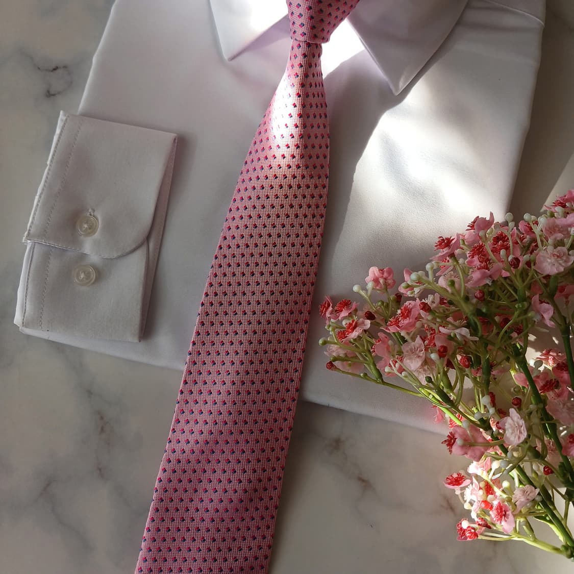 샤를 주르당 실크 마이크로 패턴 슬림 넥타이 8cm A+등급 A19167 상품이미지5