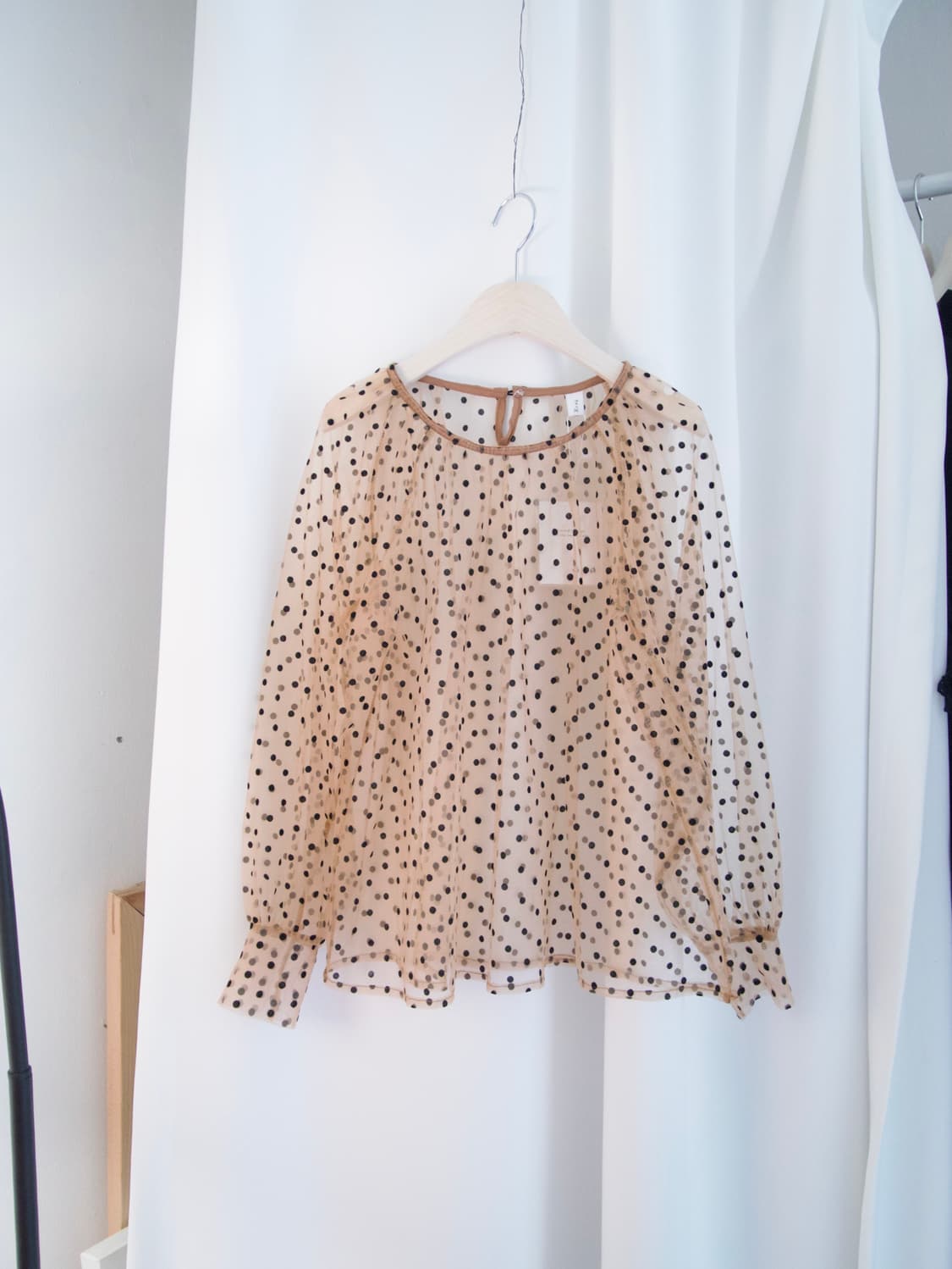 dot pattern see-through blouse 상품이미지1